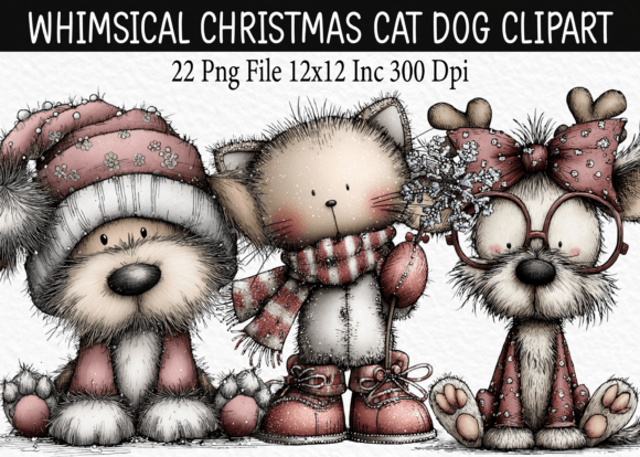 Download Whimsical Christmas Cat Dog Clipart - Cat dog clipart Collection