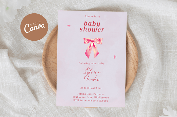 Download Coquette Baby Shower Invitiation Canva - Shower Collection
