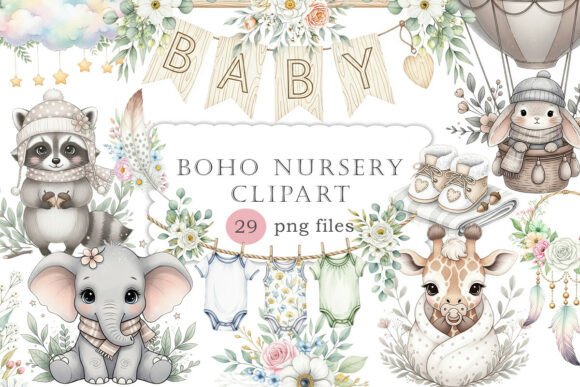 Download Baby Shower Clipart,Boho Nursery Clipart - Shower Collection