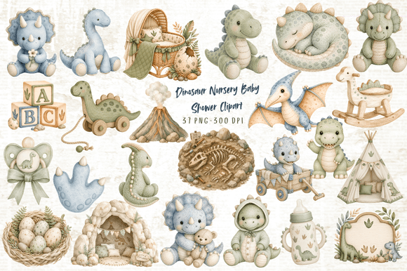 Download Dinosaur Nursery Baby Shower Clipart - Shower Collection