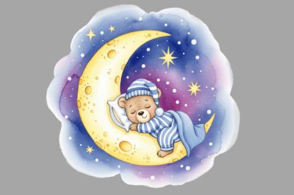 Download Teddy Bear Sleeping on Crescent Moon - Teddy bear sleeping Collection