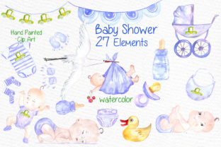 Download Watercolor Boy Baby Shower Clipart - Shower Collection