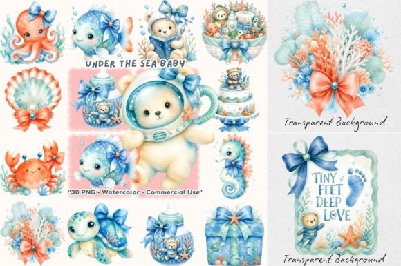 Download Under the Sea Ocean Baby Shower Clipart - Shower Collection