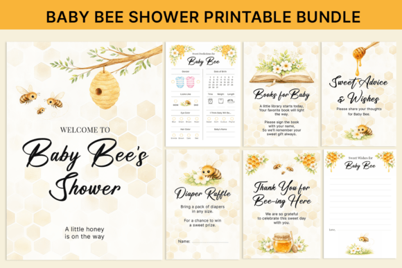 Download Bee Baby Shower Printable Bundle - Shower Collection