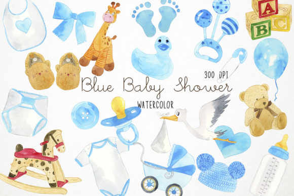 Download Watercolor Boy Baby Shower Clipart, Baby - Shower Collection