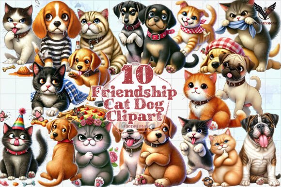 Download Friendship Cat Dog Clipart PNG - Cat dog clipart Collection