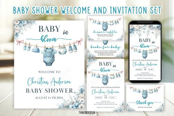 Download Boy Baby Shower Invitation Bundle Set - Shower Collection